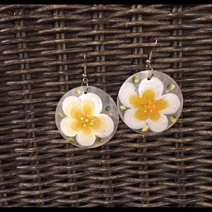 Hand painted shell earrings